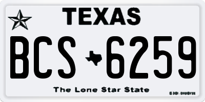 TX license plate BCS6259