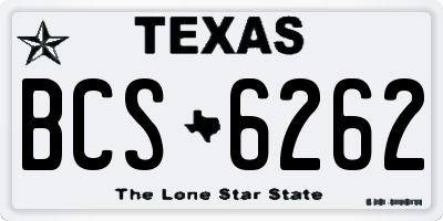 TX license plate BCS6262