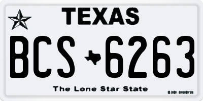 TX license plate BCS6263
