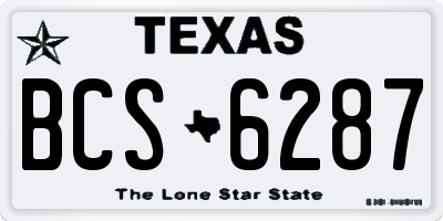 TX license plate BCS6287