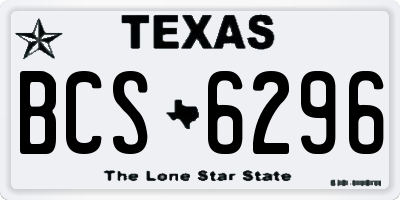 TX license plate BCS6296