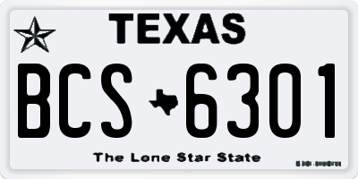 TX license plate BCS6301