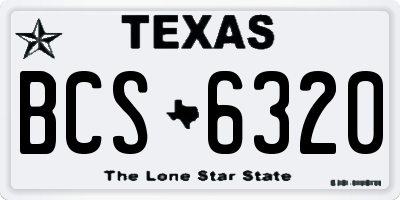 TX license plate BCS6320