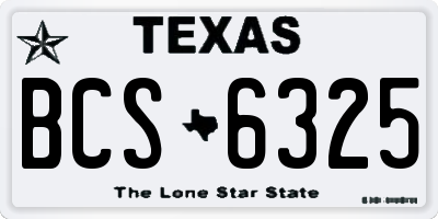 TX license plate BCS6325