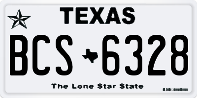 TX license plate BCS6328