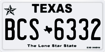 TX license plate BCS6332