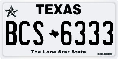 TX license plate BCS6333