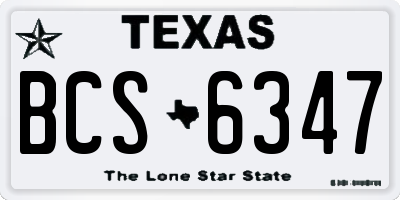 TX license plate BCS6347