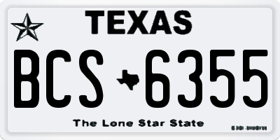 TX license plate BCS6355