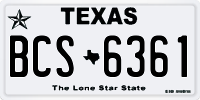 TX license plate BCS6361