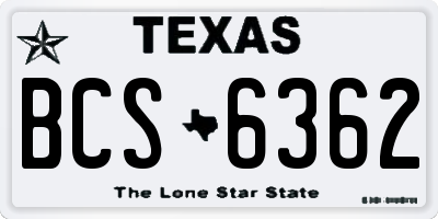TX license plate BCS6362