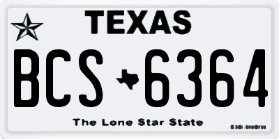 TX license plate BCS6364
