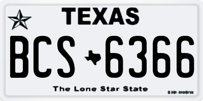 TX license plate BCS6366