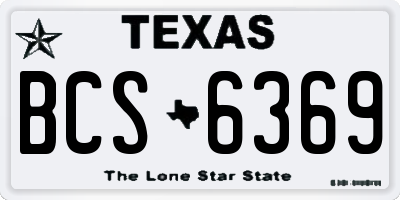 TX license plate BCS6369