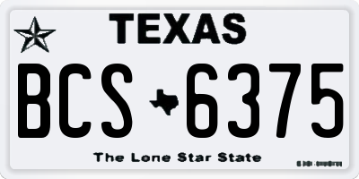 TX license plate BCS6375