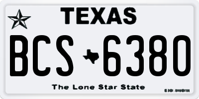 TX license plate BCS6380