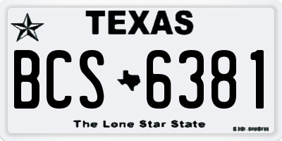 TX license plate BCS6381
