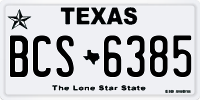 TX license plate BCS6385