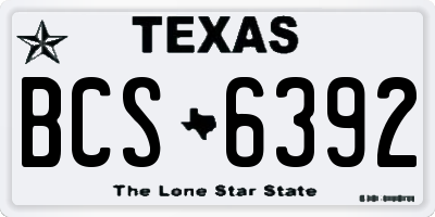 TX license plate BCS6392