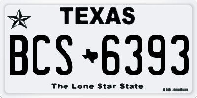 TX license plate BCS6393