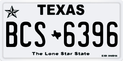 TX license plate BCS6396