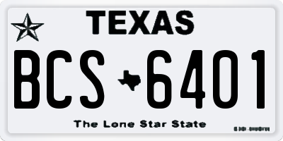 TX license plate BCS6401