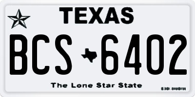 TX license plate BCS6402