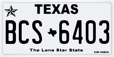 TX license plate BCS6403