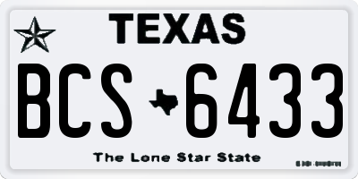 TX license plate BCS6433
