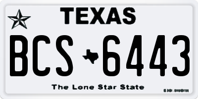 TX license plate BCS6443