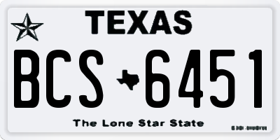 TX license plate BCS6451