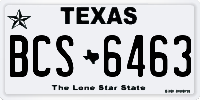 TX license plate BCS6463