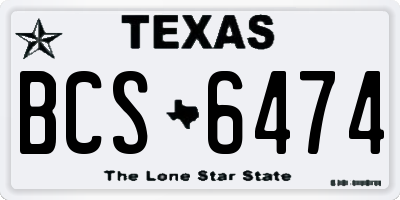 TX license plate BCS6474