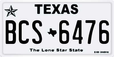 TX license plate BCS6476