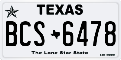 TX license plate BCS6478