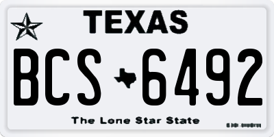 TX license plate BCS6492
