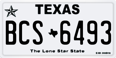 TX license plate BCS6493