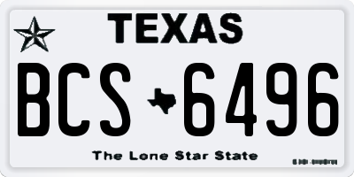 TX license plate BCS6496