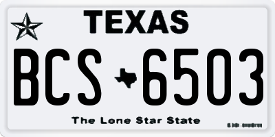 TX license plate BCS6503