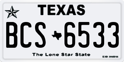 TX license plate BCS6533