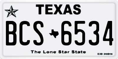 TX license plate BCS6534