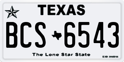 TX license plate BCS6543