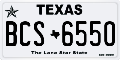 TX license plate BCS6550