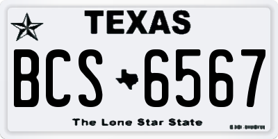 TX license plate BCS6567