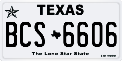TX license plate BCS6606