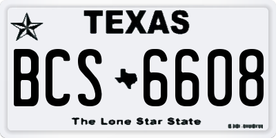 TX license plate BCS6608