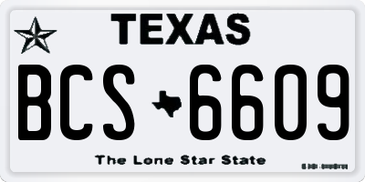 TX license plate BCS6609