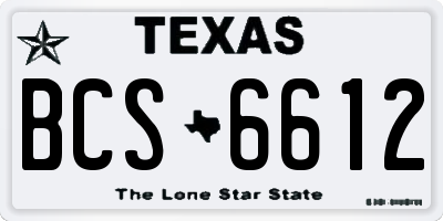 TX license plate BCS6612