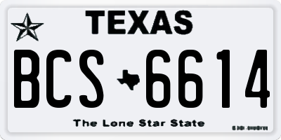 TX license plate BCS6614