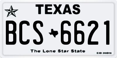TX license plate BCS6621